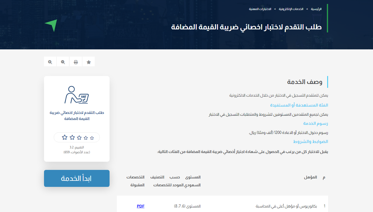 اختبار ضريبة القيمة المضافة