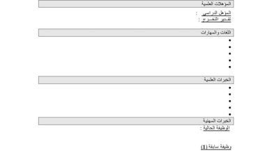 تحميل نموذج سيرة ذاتية جاهز للتعبئة